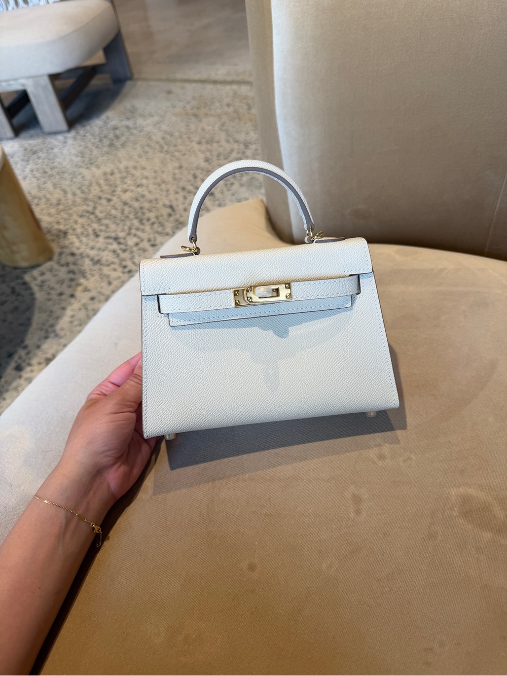 Real leather Classic Top-Handle Women's Bag in White